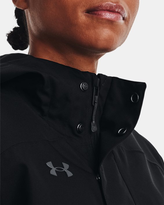 Women's UA Stormproof Lined Rain Jacket, Black, pdpMainDesktop image number 3